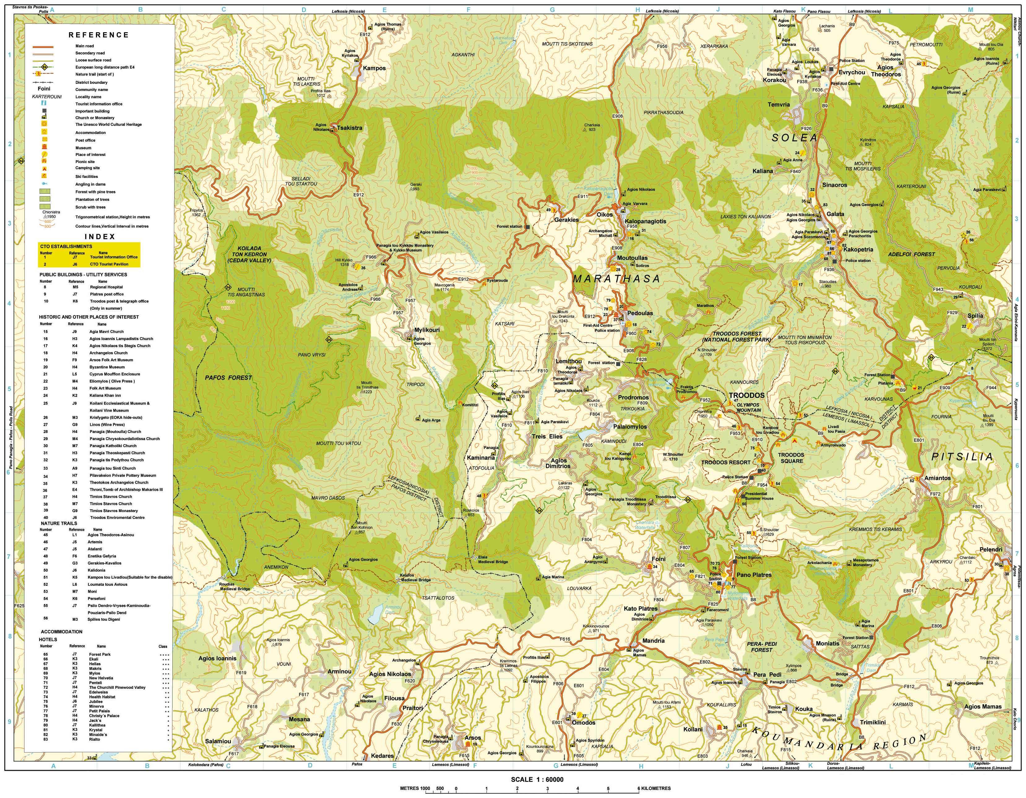 Kartta troodos vuoret Kypros - Kartta troodos vuoret Kypros  (Etelä-Euroopassa - Eurooppa)