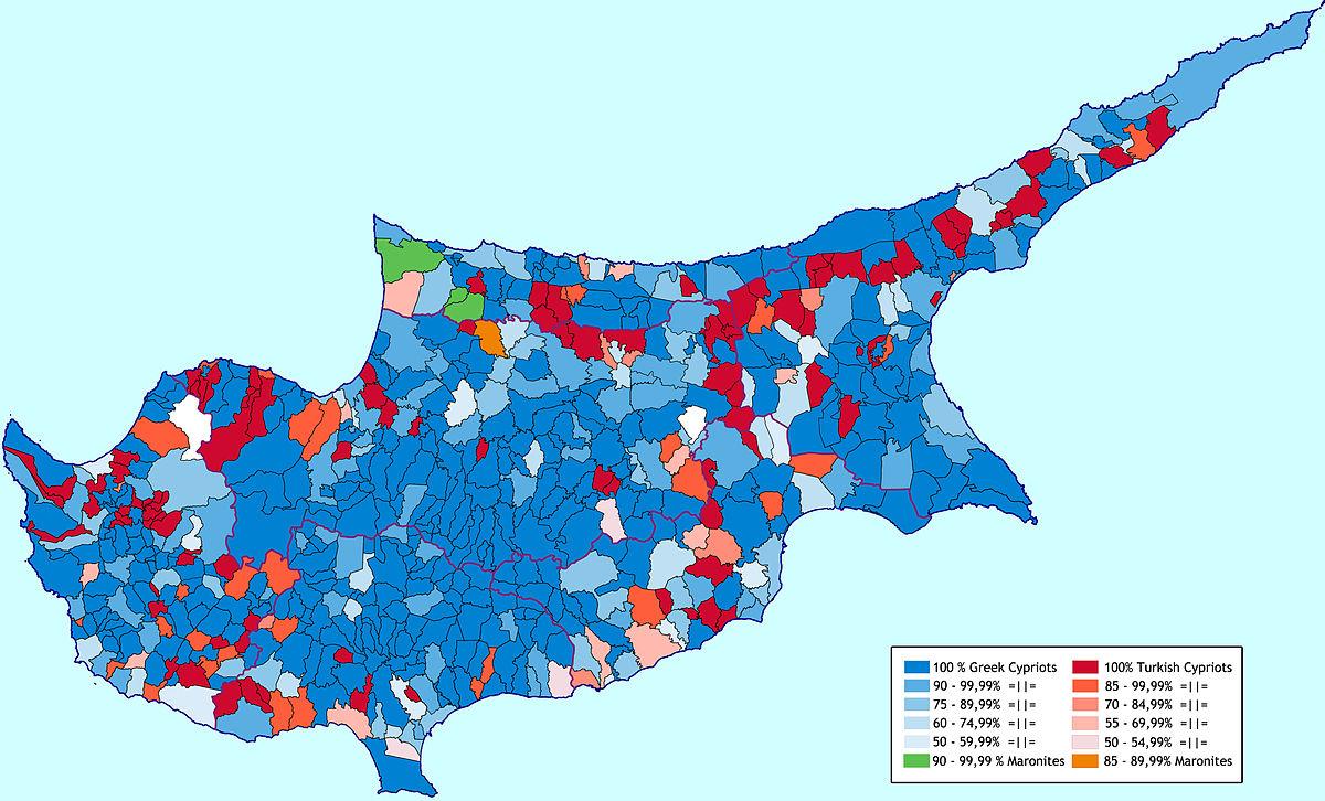 Kyproksen etninen kartta - Kartta Kyproksen etnisten (Etelä-Euroopassa -  Eurooppa)