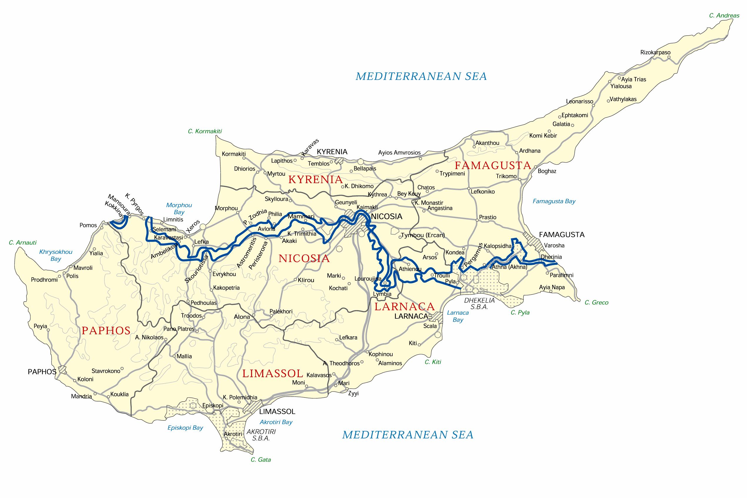 Kypros offline map - Kartta kypros offline (Etelä-Euroopassa - Eurooppa)