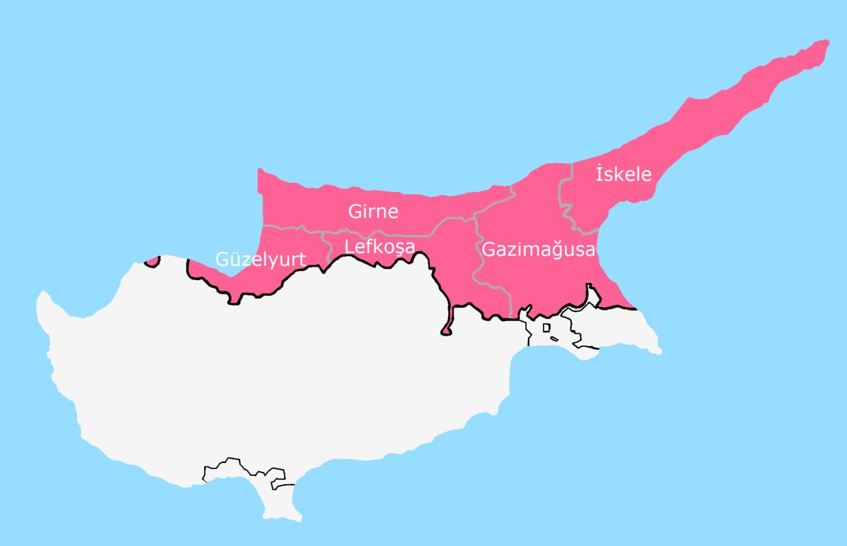 Kypros on jaettu kartta - Kartta Kyproksen jaettu (Etelä-Euroopassa -  Eurooppa)