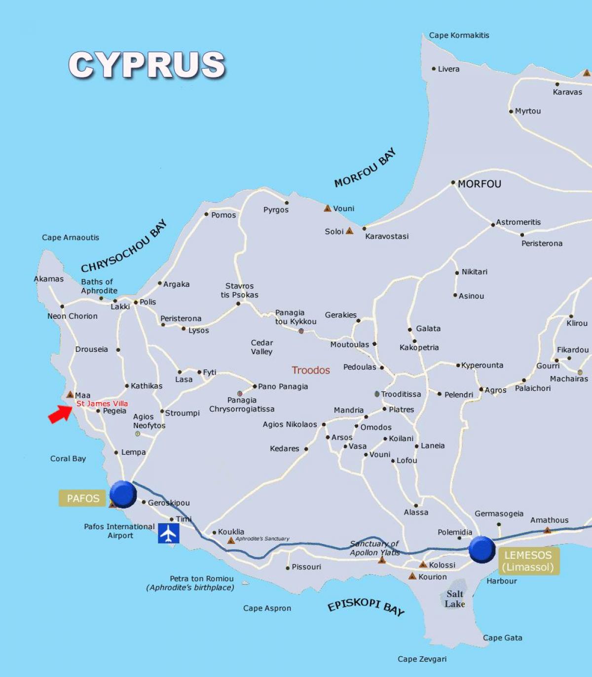 Coral bay kypros kartta - Kartta, coral bay Kypros (Etelä-Euroopassa -  Eurooppa)