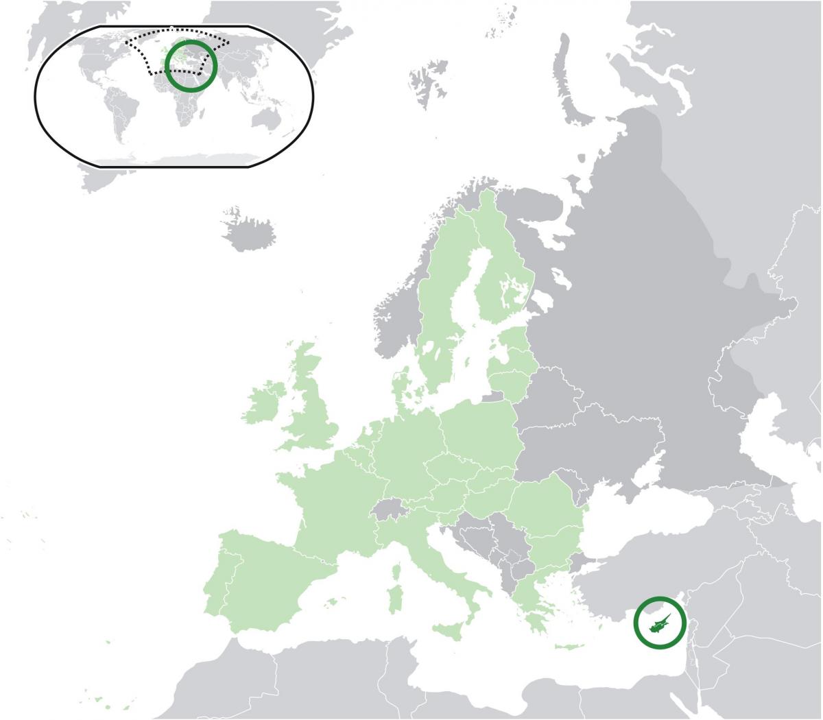 euroopan kartta osoittaa Kyproksen