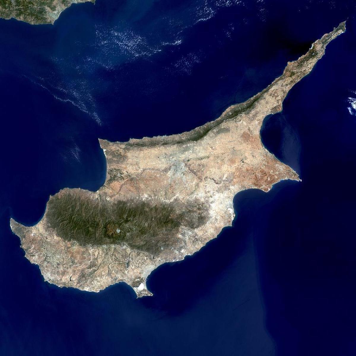 Kyproksen satelliitti kartta - Kyproksen kartta, satelliitti  (Etelä-Euroopassa - Eurooppa)