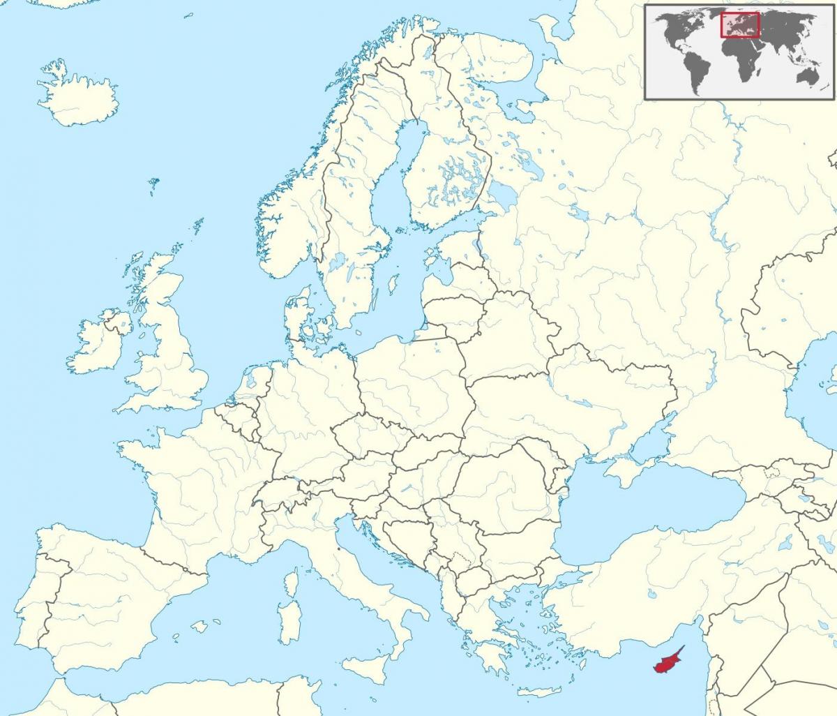 maailman kartta osoittaa Kyproksen