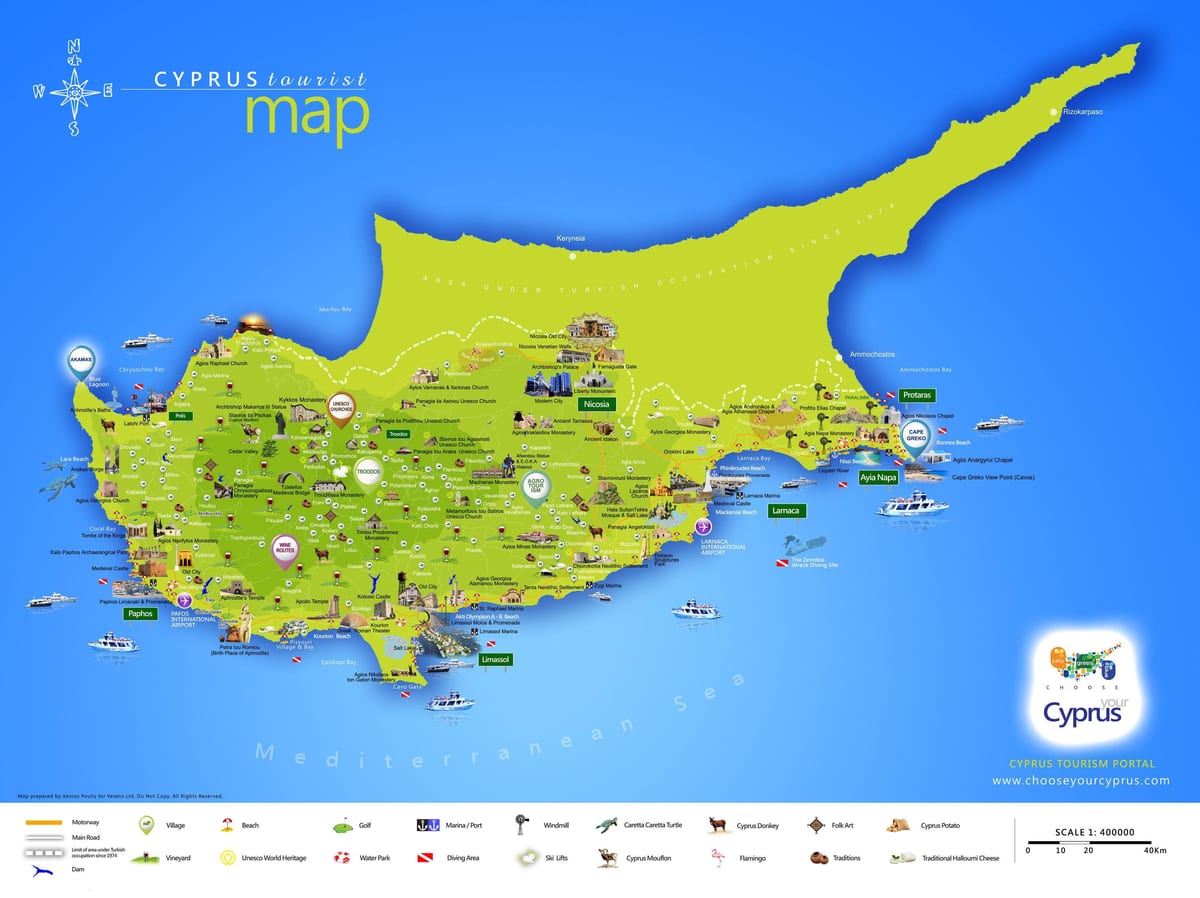 Kartta lara beach Kyproksella
