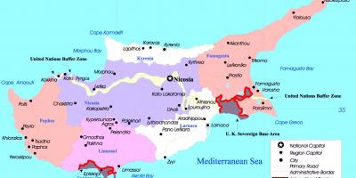 Kyproksen kaupungit kartta - Kartta Kyproksen kaupungeissa  (Etelä-Euroopassa - Eurooppa)