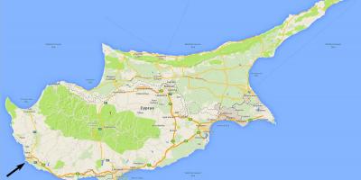 Kartta Kyproksen osoittaa lentokentät